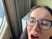 Hard fucked a whore in a corduroy dress in front of the window 3/16