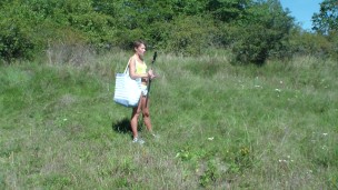 A young woman is fucked while sunbathing in a meadow - part 1