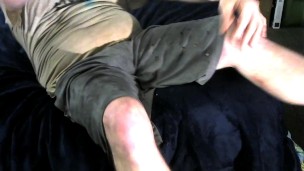 Trashing, enjoying, rubbing, UA Shorts