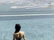 Monika Fox Poses In Bikini & Swims In Pool On Roof Of Hotel 4/16