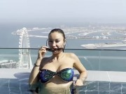Monika Fox Poses In Bikini & Swims In Pool On Roof Of Hotel 7/16