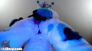 Fursuiter Strokes his Dick and Cums Hard