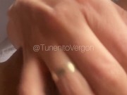 Woman massages her small clitoris 9/16