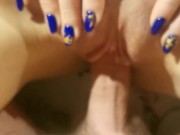 Close up pussy penetration, cum on clit