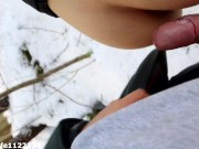 Amateur girl dreaming about quick fuck and deepthroat blowjob in public park in freezing winter cold 12/16
