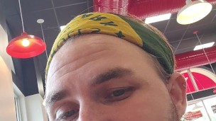 Cute guy swallows salty nut in public
