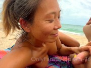97 slut bikini milf jerk off husband on public beach and eats cum with mango OnlyFans @ Appleliu-76 12/16