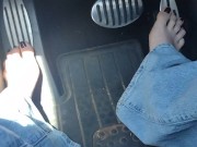 Going for a drive to the store in my jeans hard driving and pedal pumping & barefoot in public 12/16