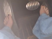 Going for a drive to the store in my jeans hard driving and pedal pumping & barefoot in public 13/16