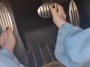 Going for a drive to the store in my jeans hard driving and pedal pumping & barefoot in public 14/16