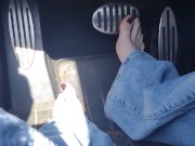 Going for a drive to the store in my jeans hard driving and pedal pumping & barefoot in public 2/16