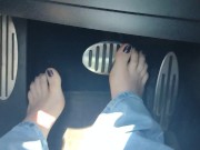 Going for a drive to the store in my jeans hard driving and pedal pumping & barefoot in public 8/16