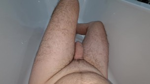Before take a shower I jerk my uncut cock to feel good and cum shot
