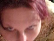 Damn, she's at it again!! Horny redhead MILF sucks and spits on daddy's cock like a slut 3/16