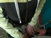 Brunette Gives Blowjob on Public Stairs and Swallows Cum 1/16