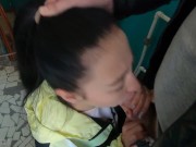 Brunette Gives Blowjob on Public Stairs and Swallows Cum 15/16