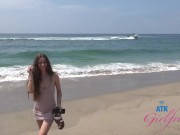 Amateur hookup with model Renee Rose blowjob in car and foot fetish (roadhead) POV 1/16