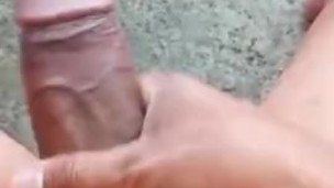 While I was jogging I sat down for a moment to show you my thick cock