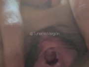 Brunette masturbates her tight pussy in the morning 15/16