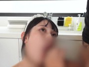メイドさんのコスプレでなおみの顔より大きなご主人様のおち❤︎ぽにたっぷりご奉仕😣❤️💦日本人/異人種/白人/国際/巨根/巨乳/メイド/コスプレ 8/16