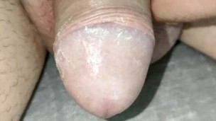 Cheesy cock close up and body shaking orgasm