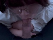 エロい鼻コキとノーハンドフェラも使いこなすメガネの変態彼女♡ cum in mouth glasses 8/16