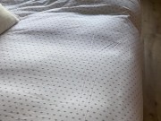 I wake her up by caressing her with my cock so that she sucks me and I cum on her small tits 1/16