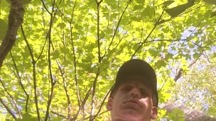 Jerking off in woods by water