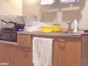 【人妻個人撮影】料理しながら旦那の帰りを待つ♡(新妻/エプロン/デカ尻/太もも/パンツ/巨乳/Hカップ/キッチン/日本人/Japanese/asian/homemade/amateur/kitchen 2/16