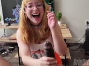 Dripdrop Lain Chuckles as She Jerks His Big Dick & Takes It In Her Mouth!