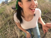 Brunette Teen Sucks Cock Behind the Garages - Risky Public Blowjob 16/16