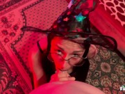 Cute Horny Halloween Witch Gets DeepThroat and Anal Creampie 1/16