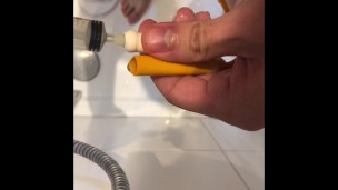 Catheter play and piss with cum