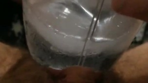 Puppy boy with cold water on big clit
