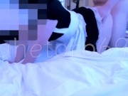 【ご奉仕】メイド服姿の巨乳彼女が仕事に疲れた彼氏にご奉仕…❤️気づいたら首輪に興奮して彼女のおねだりで激しい立ちバックセックス 12/16