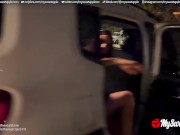 Double Blowjob in the Car - Blonde and Brunette Suck a Big Cock AfterParty 7/16