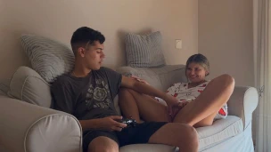 Solo cute brunette Aleya Sun rubs her clitoris on the couch until she orgasms in VR.