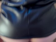 fucked a secretary in stockings and cum on a leather skirt 6/16