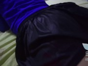 Fucking my best friend's girlfriend's wet pussy through her panties with cumshot on her ass 1/16