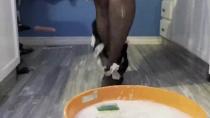 Slutty maid! Dripping wet milf