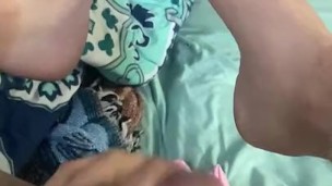Young guy plays with himself with pretty feet in legs up in air shown well