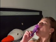 Skinny Milf Sucking Dildo - Dirty Talk 9/16