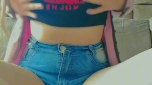 Just a cute and kinky student playing after finished her homework