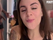 Hot Blowjob From The Neighbor FIXIT KITTY Near The Mirror 15/16