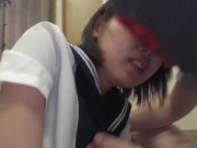 Beautiful woman creampied in 3P with two old men❤ 12/16