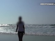 lovely brunette girl naked at the beach 2/16