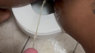 ebony step mom getting her step sons piss all over her pussy and stomach