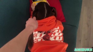 STEPSISTER with pigtails and DEEPTHROAT skills (GAGGING, ROUGH)