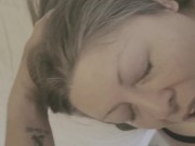 Broke lesbian roommate pays her rent. Gets face fucked and gags. 13/16