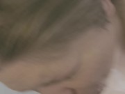 Broke lesbian roommate pays her rent. Gets face fucked and gags. 15/16